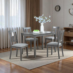RuiSiSi 5 Piece Dining Table Set for 4, Farmhouse Kitchen Table with 4 Padded Seat Chairs, Solid Wood Dinette Set for Kitchen, Living Room, Grey