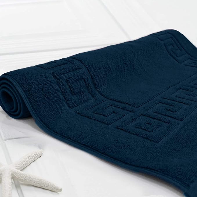 DAN RIVER Greek Bath Mat - Blue Opal, 100% Ring Spun Cotton, Pack of 2, 20x32 inches, 800 GSM, Non-Slip, Absorbent, Quick Drying, Machine Washable Bathroom Floor Mats for Shower, Kitchen & Bath