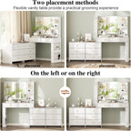 Ieejdn Makeup Vanity Desk with Mirror and Lights, Vanity Desk with 8 Drawers & Storage Shelves, Vanity Table with Power Outlet, 3 Color Modes & Adjustable Brightness Dressing Table, Bedroom,White