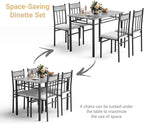GIANTEX 5-Piece Dining Table Set for 4, Kitchen Table and Upholstered Chairs Set with Faux Marble Tabletop & Metal Frame, Space-Saving Dinette Set for Breakfast Nook, Small Space, Grey