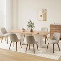 MALOL Upholstered Dining Chairs Set of 6, Modern Fabric Kitchen Chairs with Back, Wood Legs for Kitchen Dining Room Restaurant, Camel