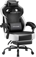 GTPLAYER Big & Tall Gaming Chair, Wide Seat with Footrest, Jet Black | Ergonomic High Back Computer Desk Chair for Adults, Comfort Padded Seat with Lumbar Support Armrests Recliner for Office/Home