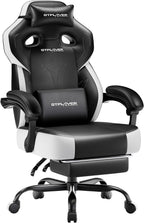 GTPLAYER Big & Tall Gaming Chair, Wide Seat with Footrest, Jet Black | Ergonomic High Back Computer Desk Chair for Adults, Comfort Padded Seat with Lumbar Support Armrests Recliner for Office/Home