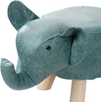 Animal Footstool Elephant Bench, Portable Shoes Changing Cute Storage, Wood Ottoman Stool Sofa Tea Stool for Decor, Bedroom, Living Rooms Indoor, Blue