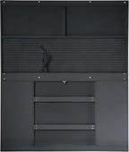 Large Pantry Cabinet with Hutch and Adjustable Shelves, Freestanding Coffee Bar Storage Cabinet with Drawers, Pegboard and Power Outlet for Kitchen, Dining Room (Black)
