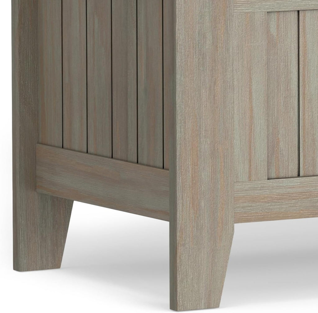SIMPLIHOME Acadian Solid Wood 48 inch Wide Storage Bench that Seats 2 and 36 inch Wide Storage Cabinet in Distressed Grey for the Living Room, Entryway, and Family Room, Transitional Style