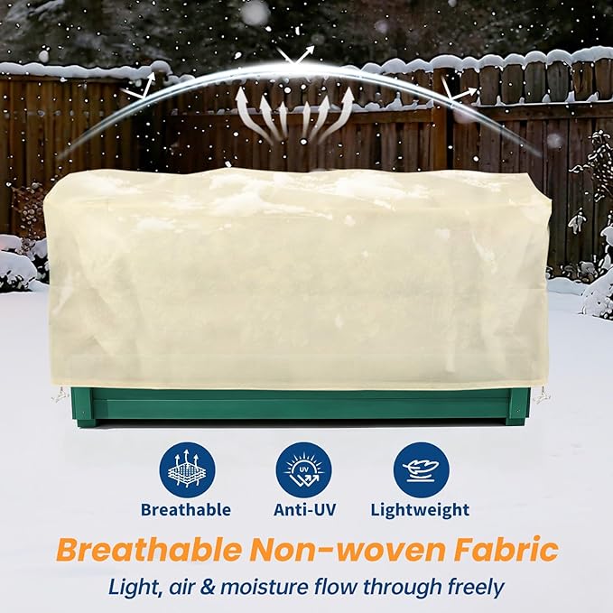 Plant Covers Freeze Protection, 2 Pack Garden Covers for Raised Bed, Frost Cloths for Outdoor Plants, Winter Protection for Vegetables & Flowers (102"×50"×22", Fit 4'×8' Bed)
