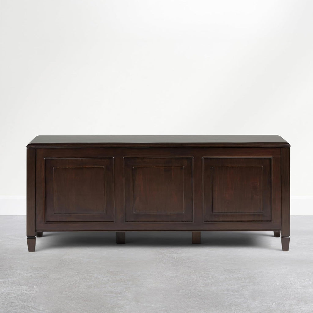SIMPLIHOME Connaught Entryway Storage Bench - 51 inch Wide Solid Wood Storage Trunk Seat in Dark Kona Brown, Traditional Bench for Entryway or Living Room with Lift-Up Lid and Decorative Moulding