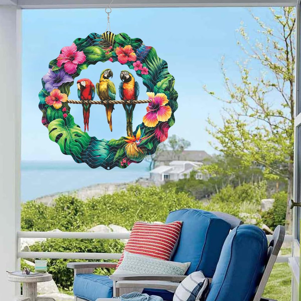 Metal Three Birds Wind Spinner Gift for Boy Girl Kids Colorful 3D Hanging Wind Spinner for Outdoor Garden Decor Animal Wind Sculptures for IndoorOutside Lawn Yard