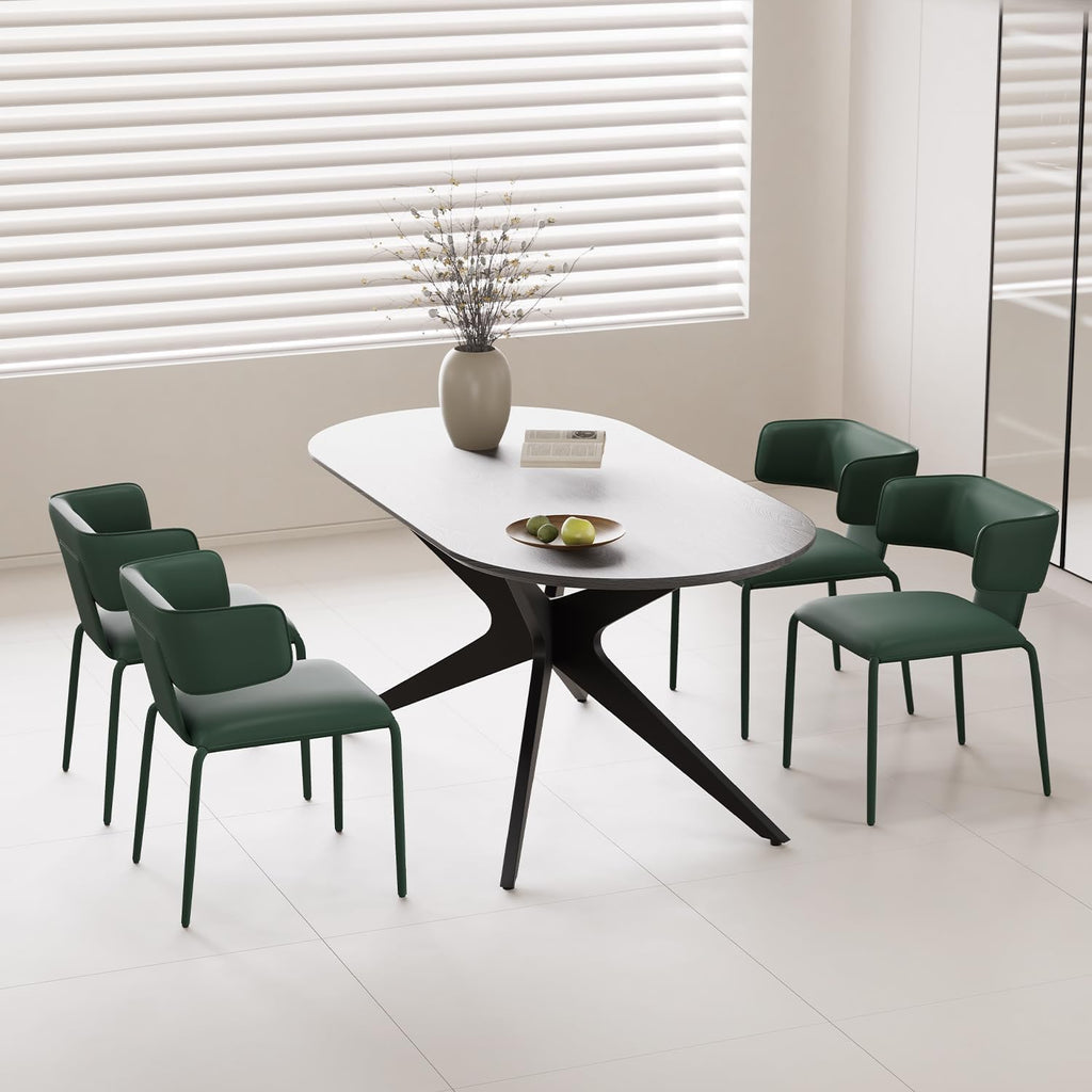 YOUNIKE Upholstered Dining Chair Single Premium Faux Leather Kitchen Dining Room Chair with Back Modern Padded Comfy Accent Side Chair for Living Room, Bedroom, Cafe Black