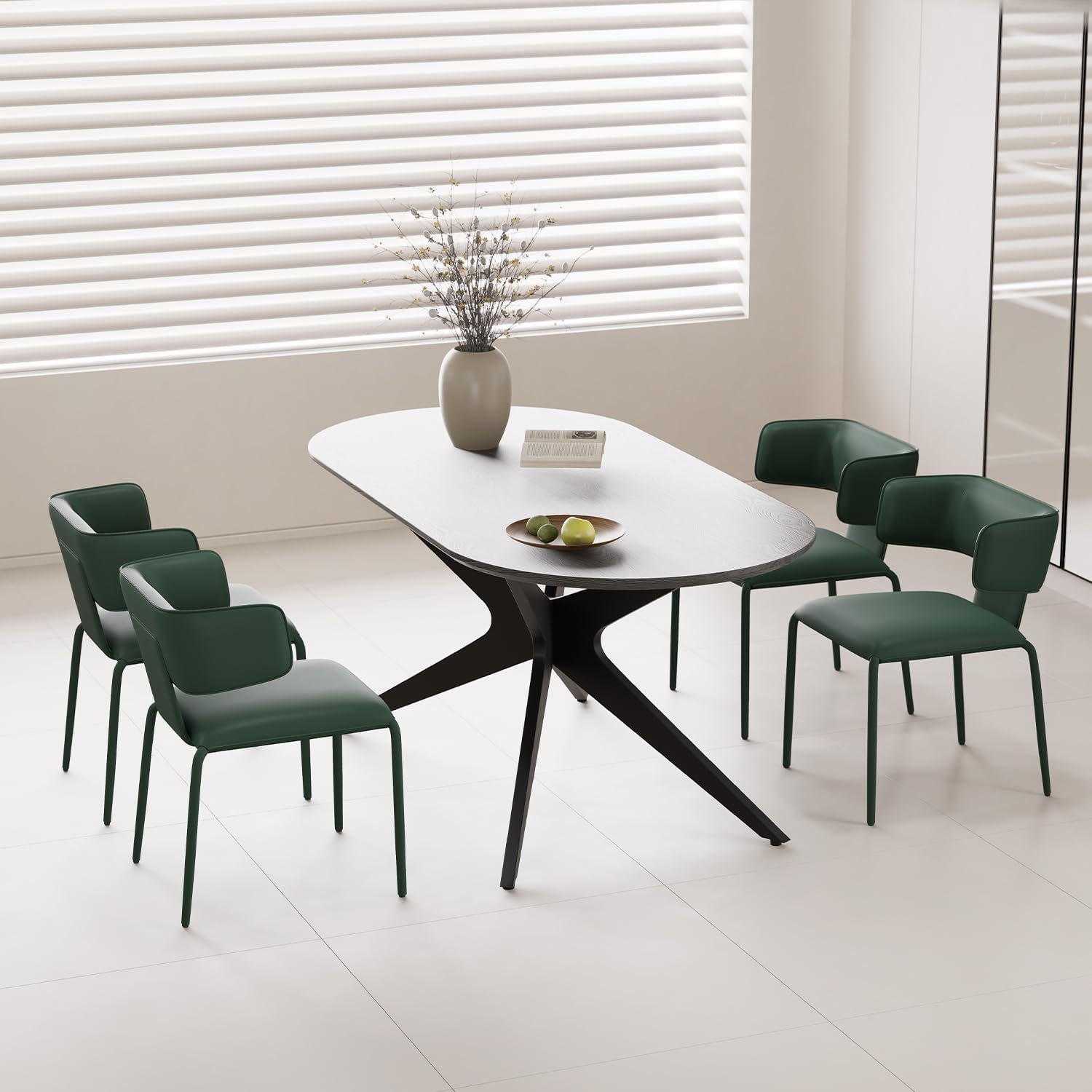 YOUNIKE Upholstered Dining Chair Single Premium Faux Leather Kitchen Dining Room Chair with Back Modern Padded Comfy Accent Side Chair for Living Room, Bedroom, Cafe Black