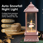 Snow Globe Lantern with Ballet Girl Ballerina – Shatterproof Glitter Snowglobe 10 Songs Music Box Led Light USB & Battery Powered, for Girls Gifts Birthday Home Decor Fall Decoration, Pink