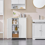Yaheetech Small Bathroom Storage Cabinet for Towels with 2 Doors, White