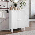 Bathroom Cabinet, Modern Bathroom Floor Storage Cabinet, Freestanding Organizer with Adjustable Shelves & Double Doors, 3-Tier Home Living Room Furniture