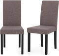 GOFLAME Upholstered Dining Chairs Set of 2, Fabric Kitchen Chairs with Padded Seat, Tilt Backrest, Rubber Wood Legs, Armless Side Chairs for Dining Room, Living Room, Restaurant, Brown