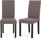 GOFLAME Upholstered Dining Chairs Set of 2, Fabric Kitchen Chairs with Padded Seat, Tilt Backrest, Rubber Wood Legs, Armless Side Chairs for Dining Room, Living Room, Restaurant, Brown