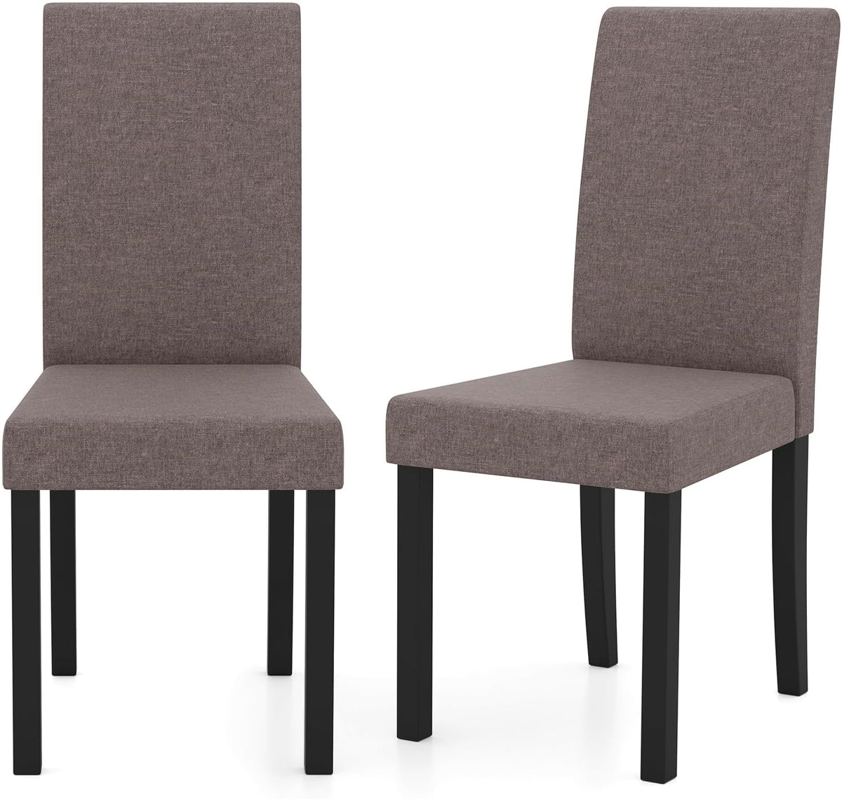 GOFLAME Upholstered Dining Chairs Set of 2, Fabric Kitchen Chairs with Padded Seat, Tilt Backrest, Rubber Wood Legs, Armless Side Chairs for Dining Room, Living Room, Restaurant, Brown