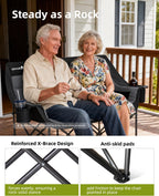 Abahub 2-Person Folding Camping Chair Loveseat Couch Chairs, 650 LBS Portable Quad Fold for Outdoor Camping, Lawn, Backyard, Patio, Tailgating, Sports, Soccer Games & Beach Days Black Grey