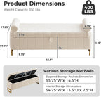 Storage Bench, 63" Ottoman with Storage for Foot of Bed King Size, Modern Upholstered End of Bed Bench with Gold Metal Legs for Bedroom Entryway Hallway, Teddy Beige