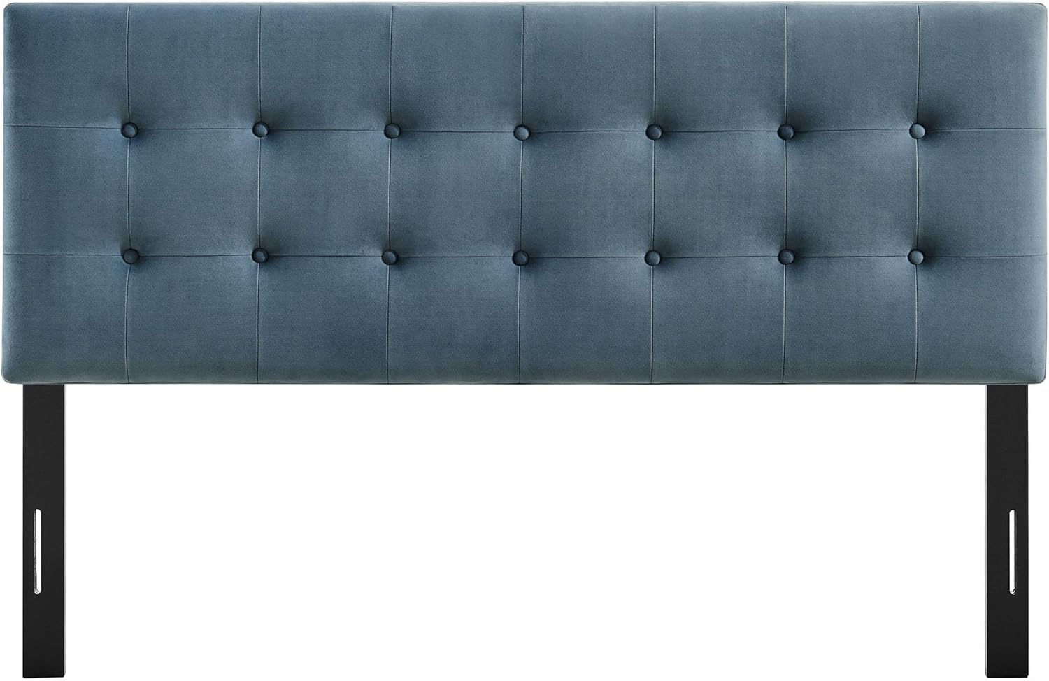 Modway Emily King Size Performance Velvet Headboard in Cadet Blue - Stain-Resistant Velvet Upholstery with Button Tufting and 7 Adjustable Height Positions