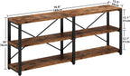IRONCK Console Table, 3-Tier 70.8 in Entryway Table, Vintage Brown | Engineered wood shelves, 300 lb shelf. P2 MDF, X-bracing, adjustable feet. Anti-tip kit for entryways or living rooms.