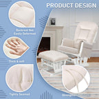 5 PCS Glider Rocker Cushions Set with Ottoman Cover & Storage Pocket - Thickened, Non-Slip & Washable Replacement Cushions for Glider Rockers, Comfortable Supportive Seating