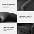 HULALA HOME Genuine Leather Swivel Barrel Accent Chairs Set of 2, Black | Transitional Round Swivel Accent Chair with Solid Wood Base, No Assembly Required, for Living Room Bedroom Reading Relaxation