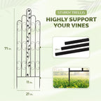 Idzo 71 in. Decorative Metal Trellis for Climbing Plants Outdoor, Heavy-Duty Steel Garden Trellis with Durable Powder Coating, Black Bird Pattern
