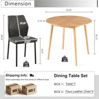 35'' Round Dining Table Set for 4 with Chairs, Mid Century Modern Round Kitchen Table and Chairs Set for Small Space, Compact Dining Table for Apartment Breakfast Nook - Dark Grey