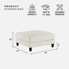 Lexicon Modern Ottoman, Foot Stools, Living Room Foot Rest, Module for Sectional Sofa, 40" Microfiber Upholstery Square Ottoman for Living Room/Bedroom, Assembled, Beige