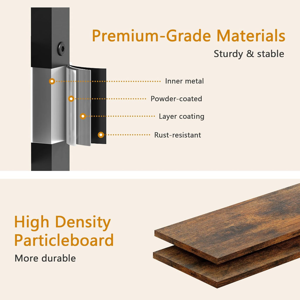 Gewudraw 4-Tier Narrow Ladder Shelf with Drawer, Bathroom Table Stand for Small Space, Narrow Bathroom Standing Shelves with Storage for Living Room Bedroom Kitchen, Organizer Shelf, Rustic Brown