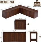 ZZW L Shaped Storage Bench, Modular Corner Dining Bench Seating, 63" Breakfast Nook Bench w/Hidden Storage, Safety Soft-Close Hinges, Dining Room, Kitchen, Living Room, Entryway Color Walnut