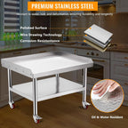 Garvee Stainless Steel Equipment Stand 24x24 Inch with Wheels Mobile Commercial Grill Table NSF Certified Heavy Duty with Adjustable Undershelf and Casters