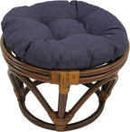 International Caravan Bali 18-inch Footstool with Solid Outdoor Cushion Lemon