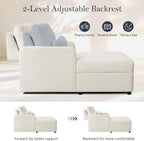 58" Oversized Chaise Lounge Chair with Storage, Chenille Beige