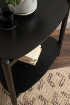 Kate and Laurel Knowlton Modern Tiered Triangle Side Table, 24 x 24 x 24, Black, Transitional Two-Tier Triangular Living Room End Table with Storage for Use as Indoor Plant Stand