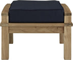 Modway Marina Outdoor Patio Teak Ottoman, Natural Navy