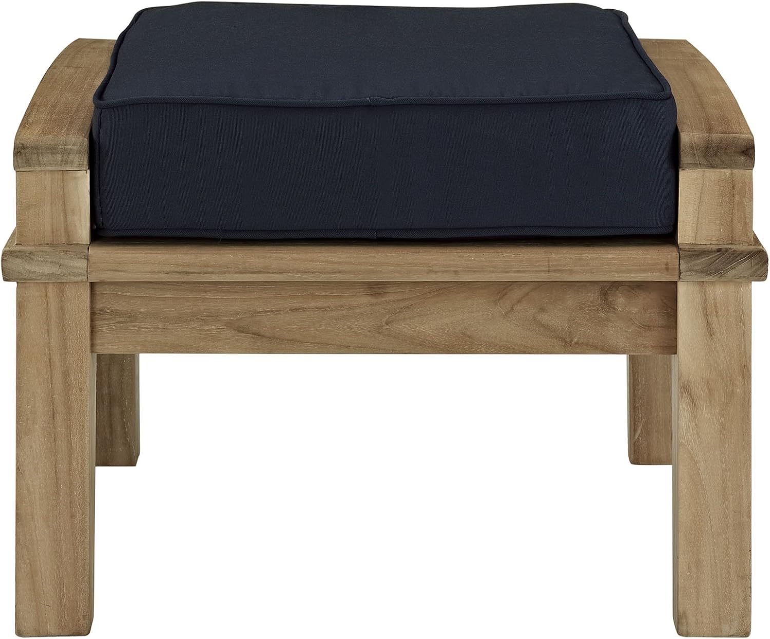 Modway Marina Outdoor Patio Teak Ottoman, Natural Navy