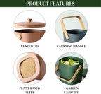 Bamboozle - 1 Gallon Compost Bin, Comes with Hemp-Based Filter, Sustainable Materials, Indoor Countertop Composter, Home & Garden Supplies, Terracotta