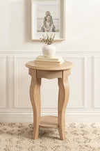 Kate and Laurel Sutherlin Vintage Tiered Round Side Table, 16 x 16 x 25, Light Natural, Traditional Two-Tier Circle Living Room End Table with Storage for Use as Bedroom Nightstand Option