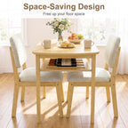 Giantex Dining Table Set for 2, Space Saving Kitchen Table and Chairs Set w/Rubber Wood Frame, Storage Rack, Padded Seats & Backrests, Dinette Set for Small Space, Apartment, Dining Room, Natural