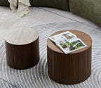 Nested Table Set 2 Pieces, MDF Coffee Table Set Living Room/Lounge Area(Brown)