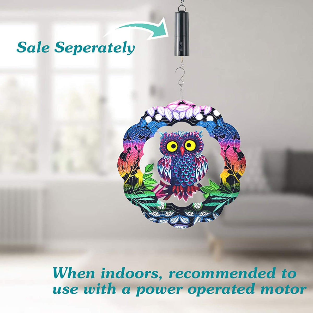 Wind Spinner Yard Art Garden Decor 3D Stainless Steel Metal Sculptures Owl Kinetic Hanging Whirligig Decorations Backyard Outside Indoor Outdoor Patio and Lawn Ornaments Clearance Sun Catcher Windmill
