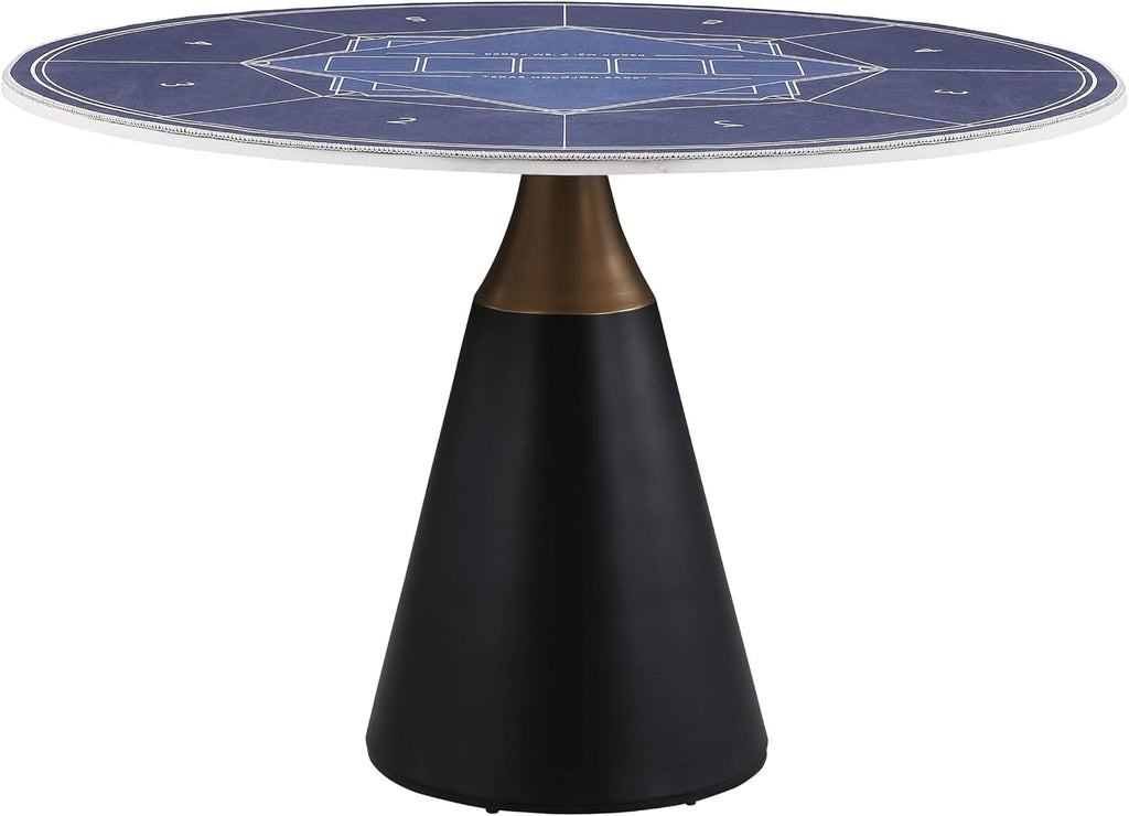 Furniture of America Sonya Modern Round Dining Table with Removable Fabric Game Surface Mat, Metal Tulip Base and Faux Marble Stone Top, Easy Assembly for Home, Kitchen and Living Room, Black