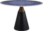 Furniture of America Sonya Modern Round Dining Table with Removable Fabric Game Surface Mat, Metal Tulip Base and Faux Marble Stone Top, Easy Assembly for Home, Kitchen and Living Room, Black