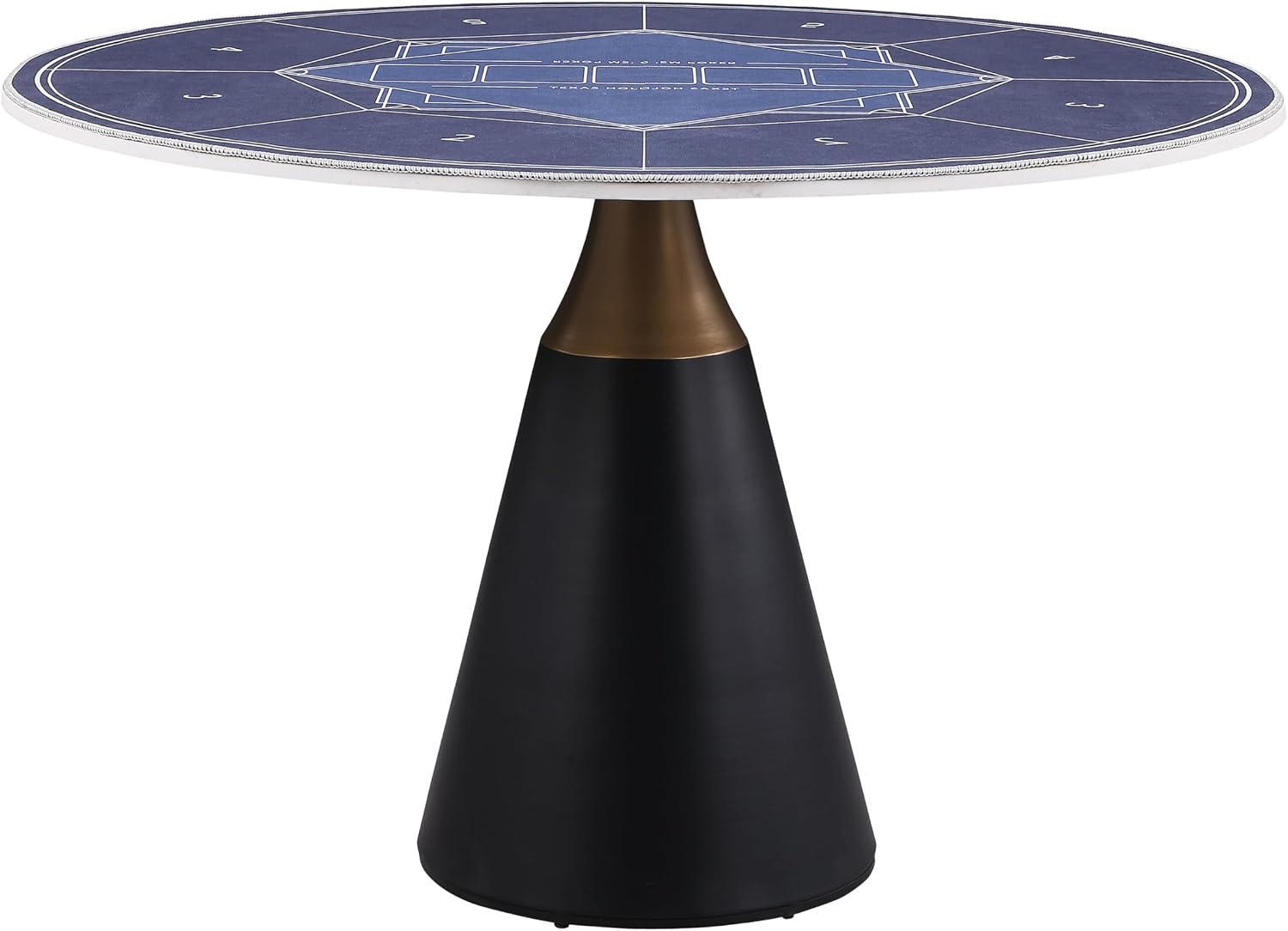 Furniture of America Sonya Modern Round Dining Table with Removable Fabric Game Surface Mat, Metal Tulip Base and Faux Marble Stone Top, Easy Assembly for Home, Kitchen and Living Room, Black
