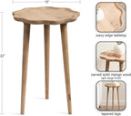 Kate and Laurel Alezar Modern Wooden Round Side Table, 15 x 15 x 22, Light Natural, Transitional Solid Wood End Table with Wavy Edge for Teen Bedroom Nightstand or Dorm Room Decor