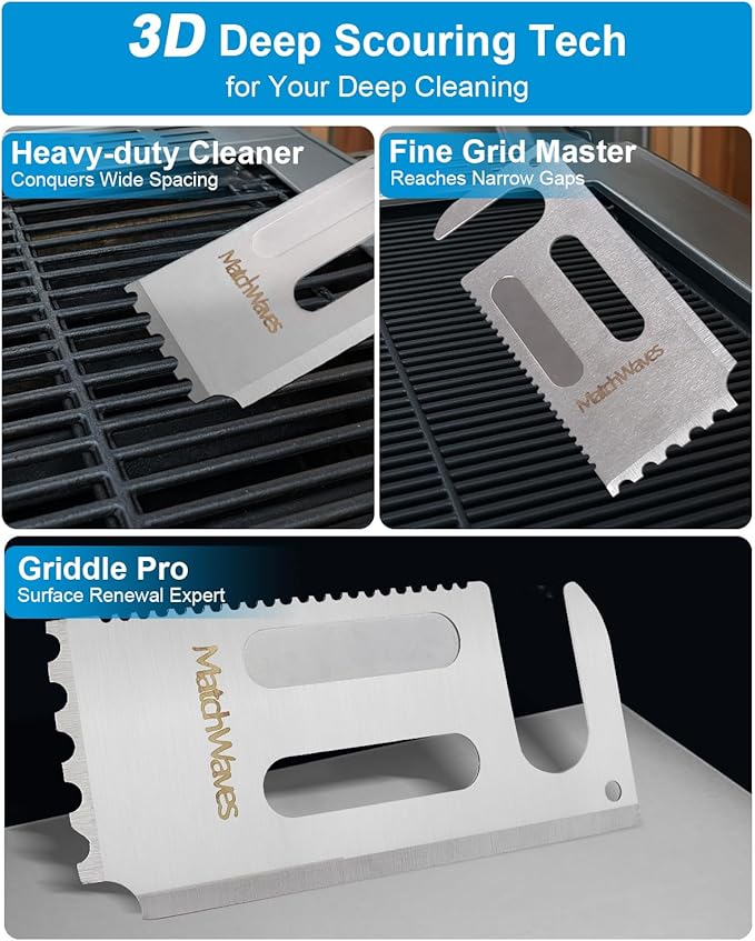 Grill Scraper for Traeger Grills, Stainless Steel Grill Grate Cleaner - Safe Bristle-Free Grill Cleaning Tool