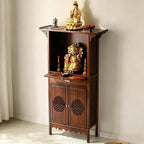 Wooden Buddhist Meditation Cabinet for Temple Display | Traditional Chinese Spiritual Furniture For Prayer, Statue(108cm/42.5in)