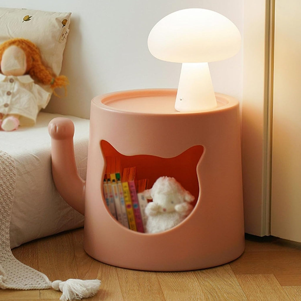 Side Table with Cat Nest End Tables Accent Tables Nightstand Bedside Tables for Home Small Spaces Home Furnishing(Pink)